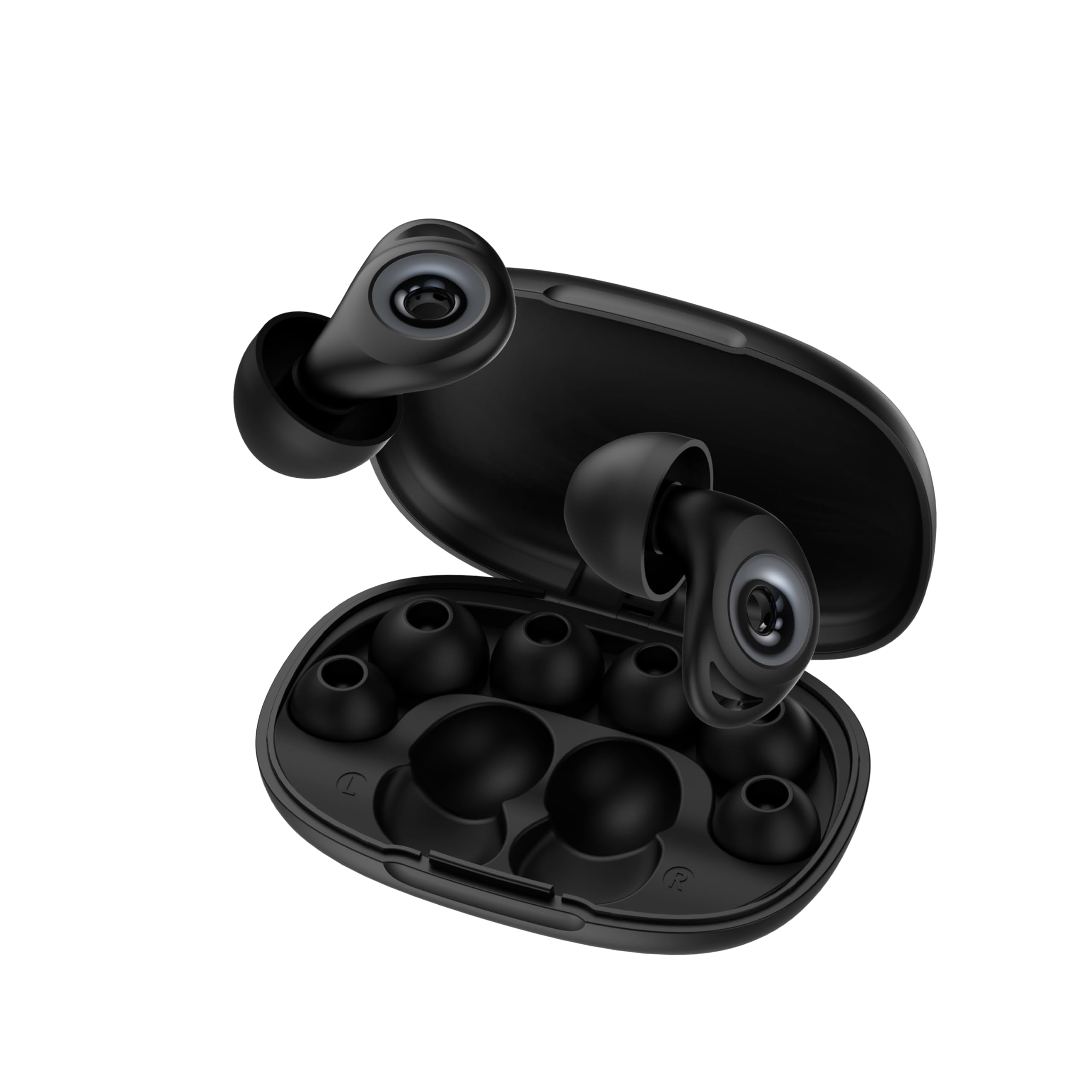 Bouchons d'oreille en silicone réutilisables avec réduction du bruit de 45 dB, 4 paires de coussinets, pour les études, les voyages, les concerts et le repos nocturne, noir satiné