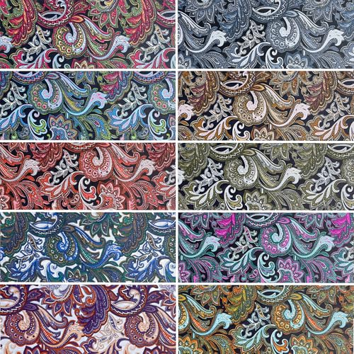 Image of 8 inch 50pcs Cotton Fabric Squares for Sewing Quilting SuppliesDark Paisley | Good quality fat quarters fabric bundles 100% cotton beautiful patterns fabric squares perfect for quilting projects