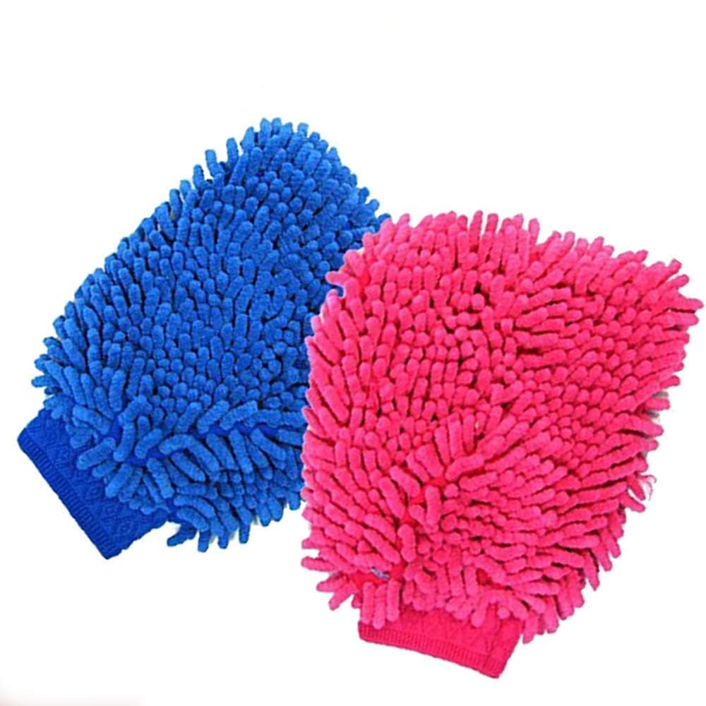 Set of 2 Microfiber Washer Towel for Cleaning Car Microfibre Chenile Duster with Sponge & Grip for Car, Bikes and Glass (Multicolour)-image-1