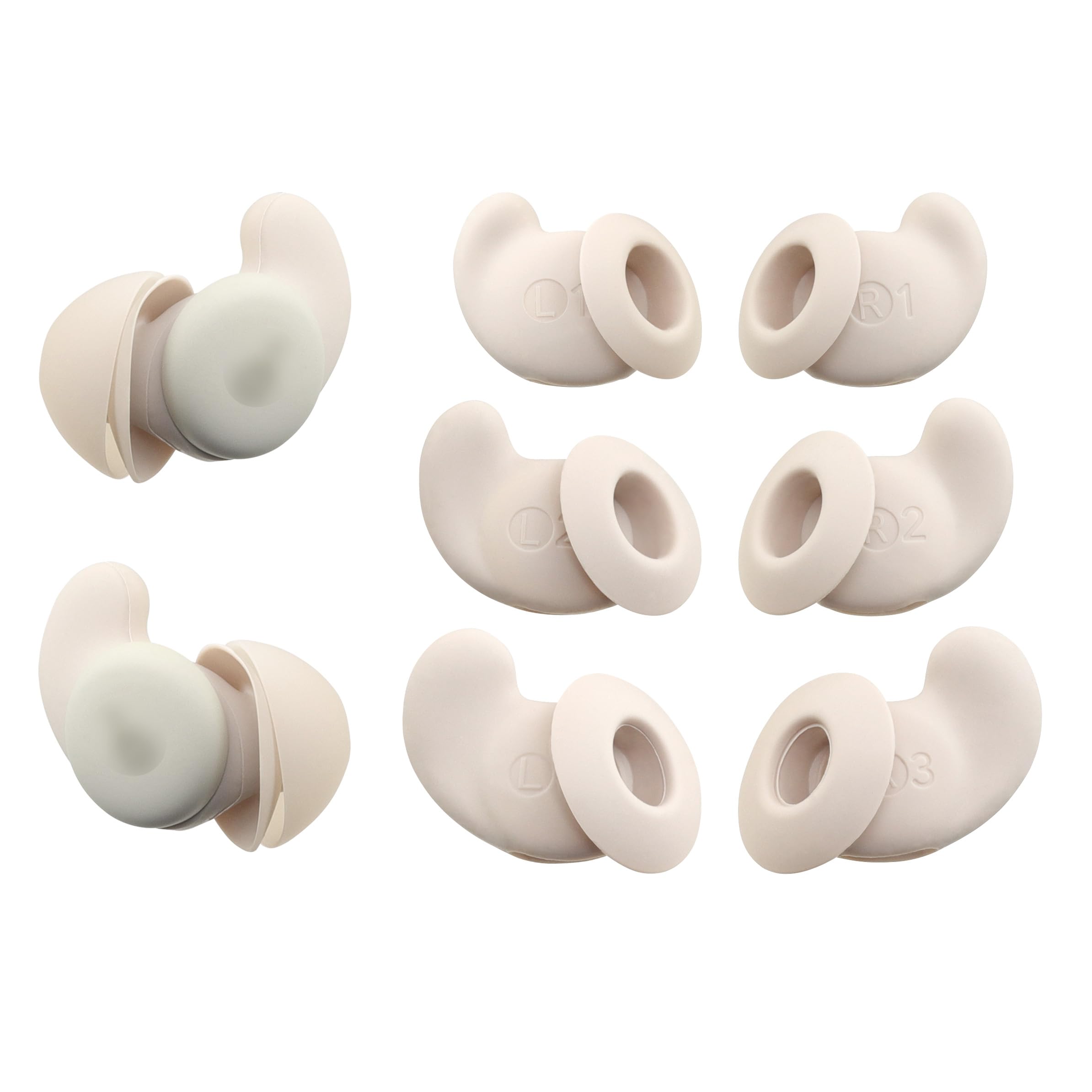 Replacement Silicone Ear Wings for Soundcore Sleep A20 Earbuds Anti Slip Ear Tips 3 Pairs Beige SML