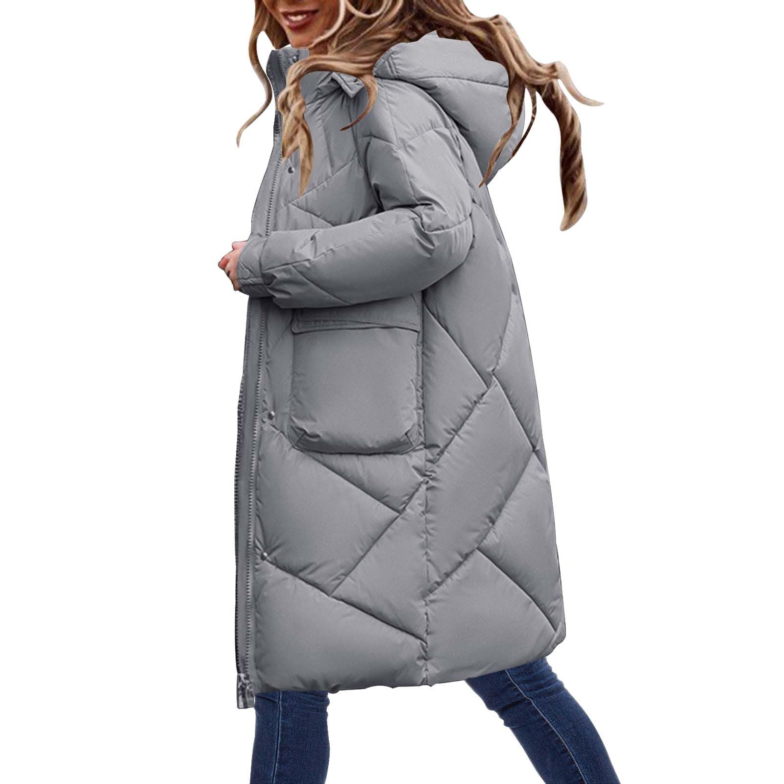 Chaqueta de plumón gruesa lisa para mujer, de algodón largo, para invierno, chaqueta de invierno para hombre, cálida y acogedora, chaqueta de invierno, chaqueta de plumón elegante, holgada