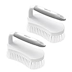 Amazer Scrub Brush for Cleaning Comfort Grip Shower Scrubber Flexible Stiff Bristles with Handle Heavy Duty Cleaner Brush for Tub Sink Carpet Floor - Pack of 2 (Grey+Grey)