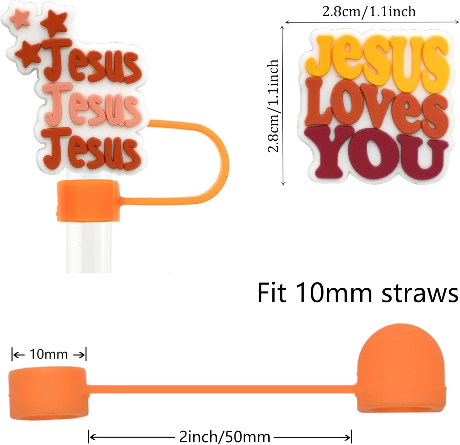 30 Pack Jesus Straw Covers Cap for Tumblers, 10mm Cute Dust-Proof Straw Topper for Water Bottles Stanley Cups Accessories Gifts For Women Party Favors