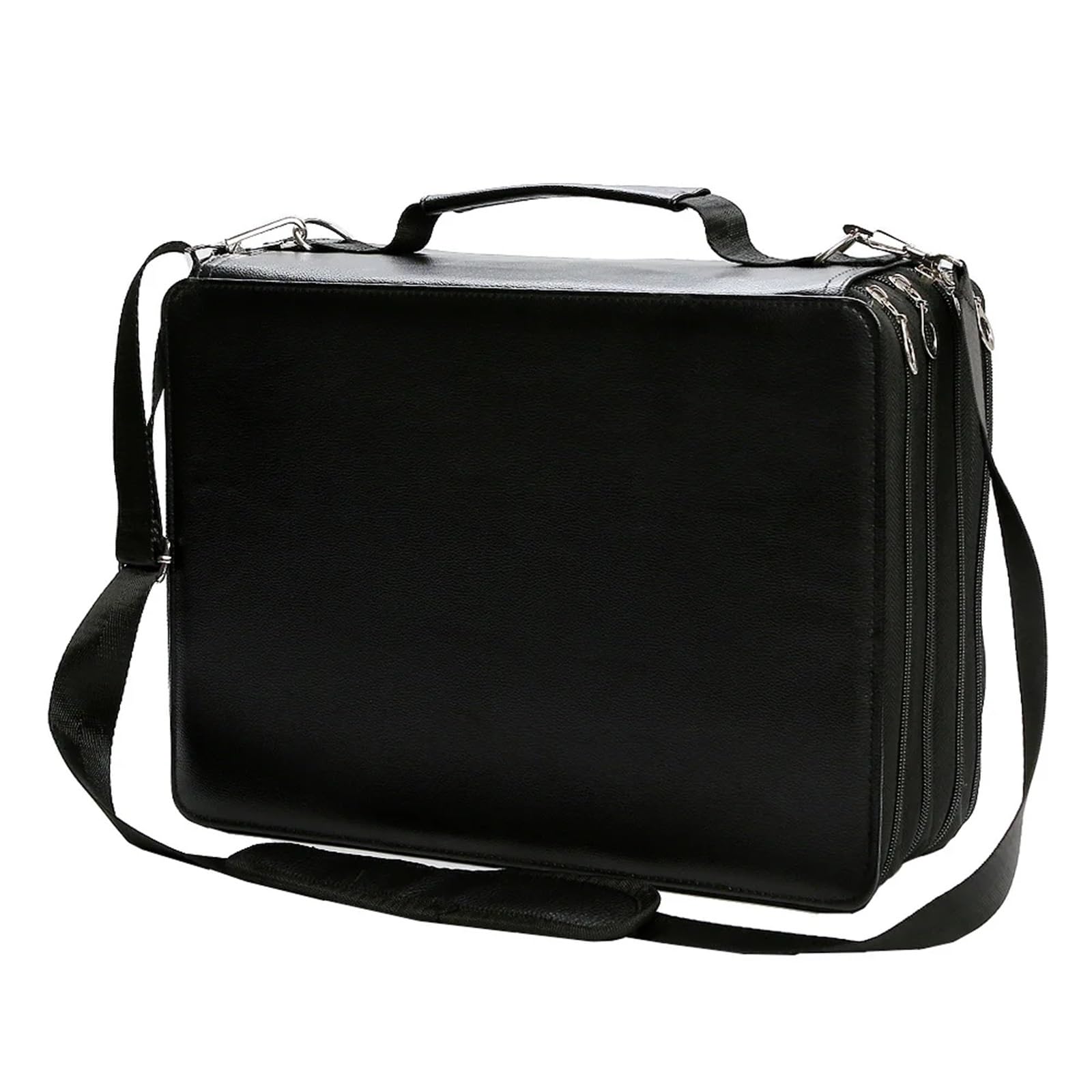 Estuches Bolsa for rotuladores de Piel sintética de Gran Capacidad con 168 Agujeros, Correa con Cremallera Multicapa, Bolsa de Almacenamiento Desmontable for rotuladores(168 Hole Black)