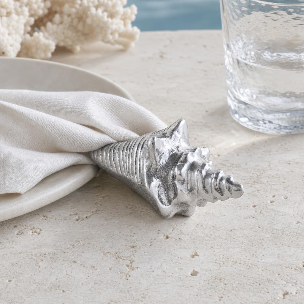 Arthur Court Shell Napkin Weight - Coastal Aluminum Table Accessory for Outdoor Dining - 3 Inch Long image 3