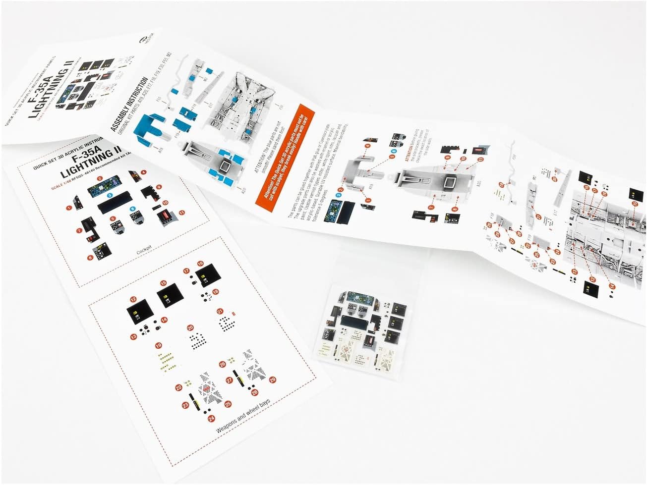 Red Fox Studio RFSQS-48140 1/48 F-35A Lightning II 3D Acrylic Instrument Cockpit Panel (for Tamiya)