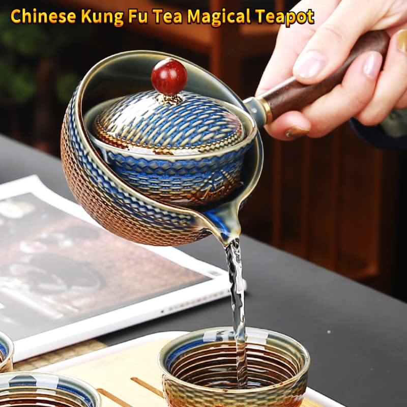 Tetera de cerámica china antigoteo con rotación 360 e infusor individual portátil 3