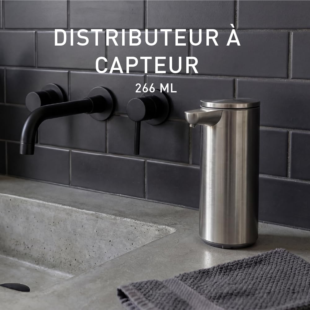 simplehuman Sensor Pump Acier Inoxydable Brossé | Distributeur de Savon Automatique avec Capteur, 266 ml, Distributeur de Savon Sans Contact pour Cuisine, Salle de Bain