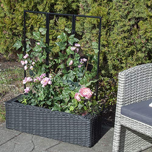 Grapevine 12010U-Bk Mo Black Resin Wicker Planter With Trellis-Matte #TOP5