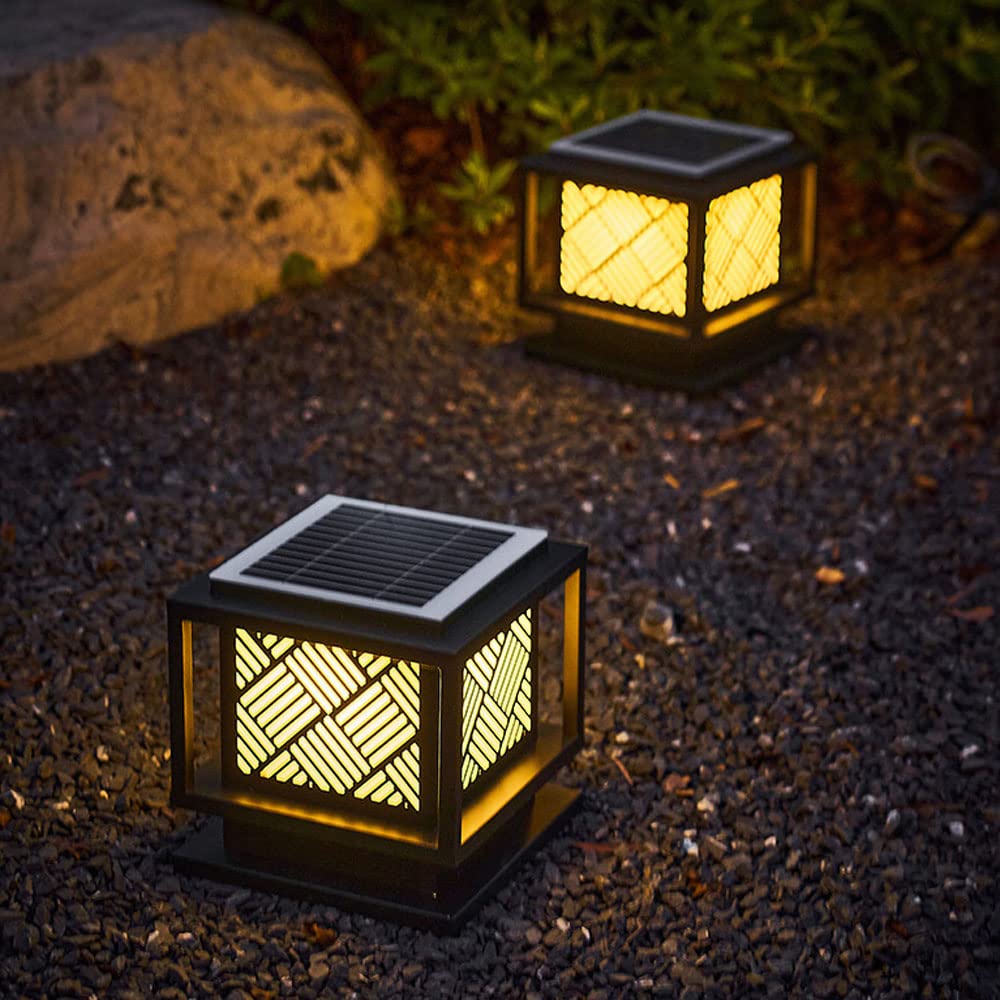 Zewnętrzna kwadratowa brama słupowa, retro willa dziedziniec lampa kolumnowa wodoodporna, zmierzch do świtu ogród taras oprawa oświetleniowa