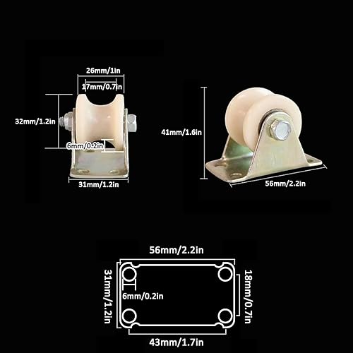 Miniatura 2 de Juego de 4 ruedas de pista de ranura en U resistentes, ruedas de nailon resistente, polea de puerta corredera, para pista invertida, carritos