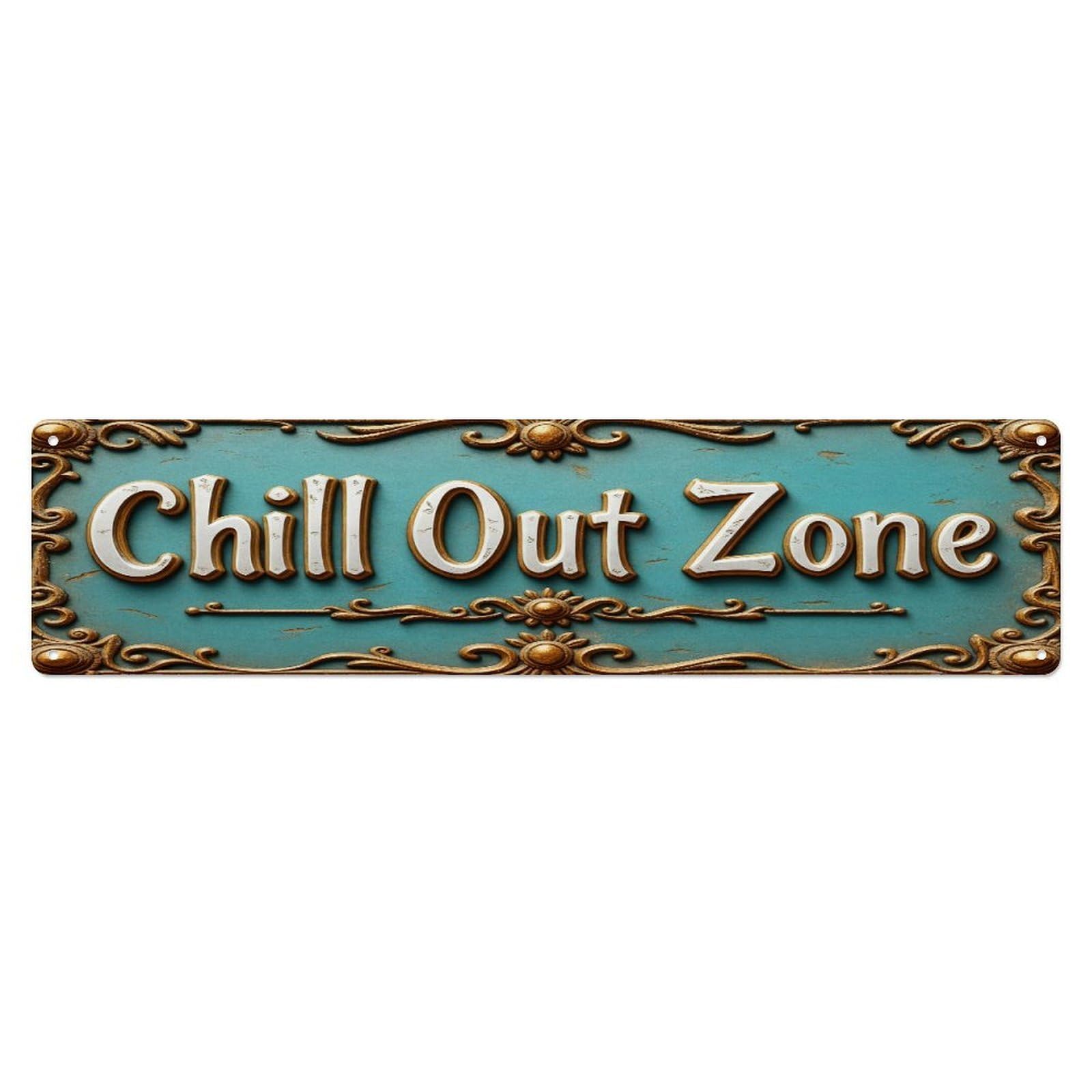 Chill Out Zone Sign Pattern_2 Tin Sign Vintage Metal Sign Home Bar Garden Indoor & Outdoor Wall Decor Retro Metal Poster 4x16 Inch