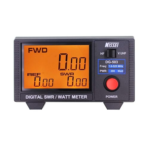 NISSEI DG-503 Medidor de Potencia RF Digital LCD de 3.5" Metro de SWR VSWR de Onda Corta HF 1.6-60MHz & VHF/UHF 125-525MHz 1-200W para Radio Bidireccional