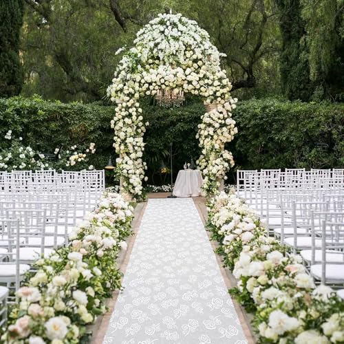 HEALON Thickened Aisle Runner for Wedding CeremonyFeet White Aisle Runner Walkway for Indoor Outdoor Wedding Church Decorations ，Halloween Parties can Also use a Carpet，50g(Rose, 3x50Feet)