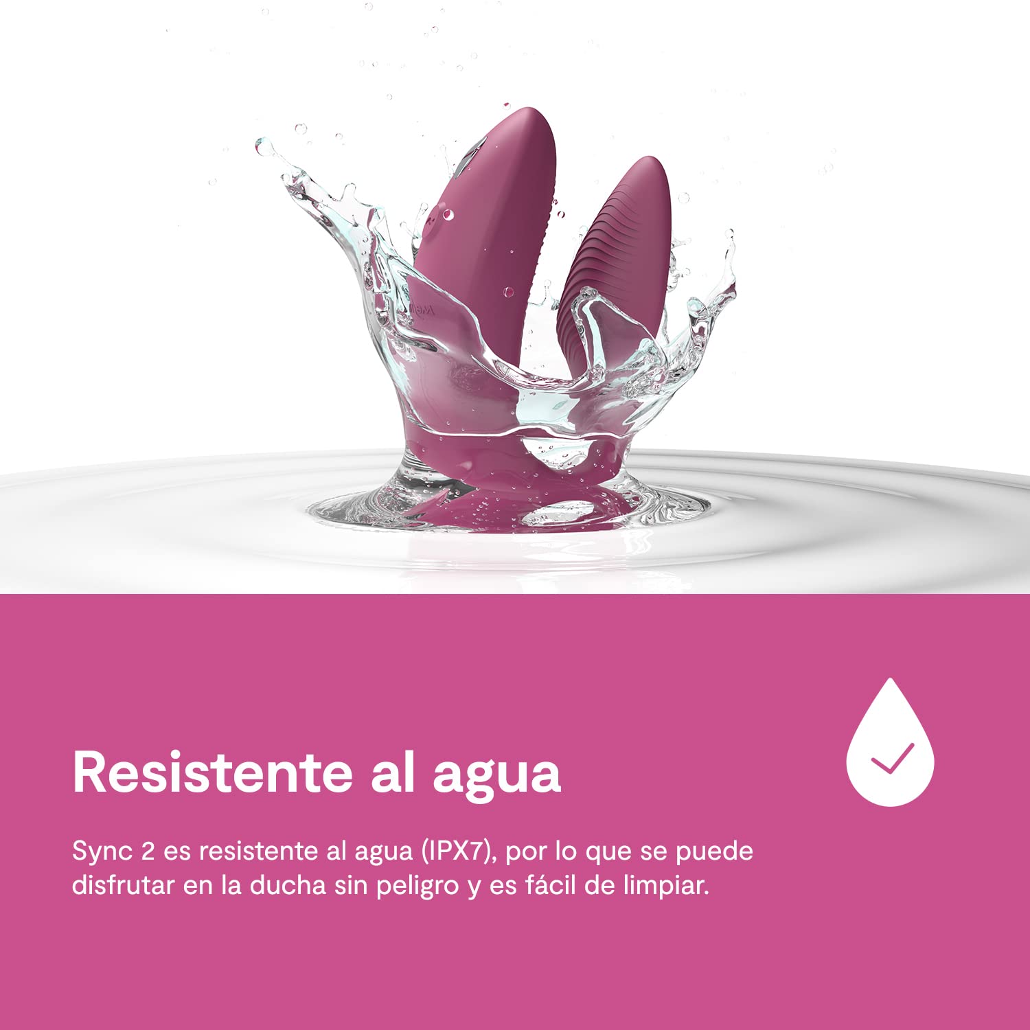 We-Vibe Sync 2 Vibrador para parejas con control por mando - Juguete sexual vibrante - Estimulación del punto G y del clítoris - Control por app y por mando - Para juegos sexuales de adultos - Rosa