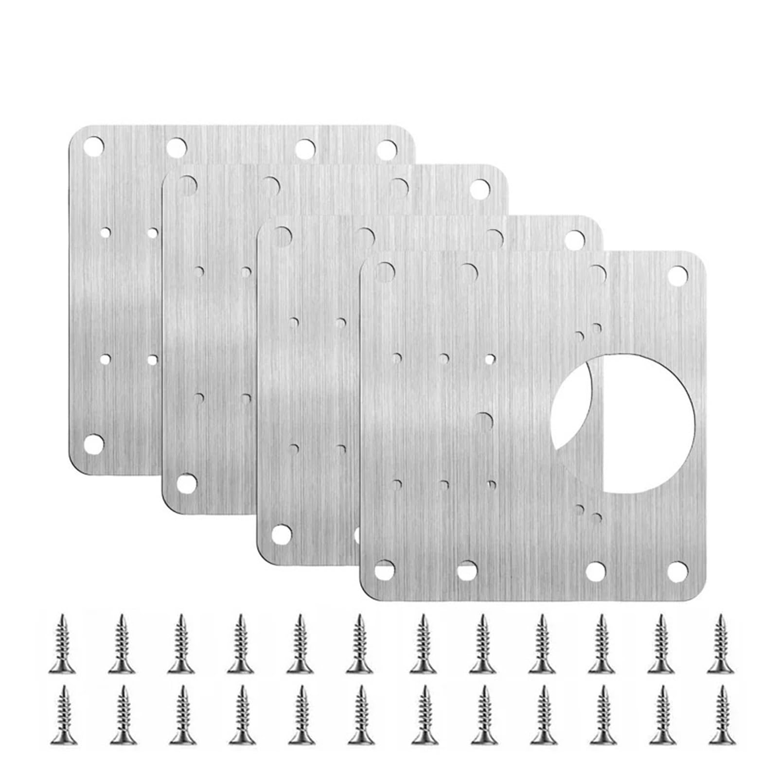 Cbtyacvlp 4Pcs Stainless Steel Hinge Repair Plate Kit With Screws Cabinet Door Mounting Fixing Bracket Furniture Hardware Tool(4Pcs)