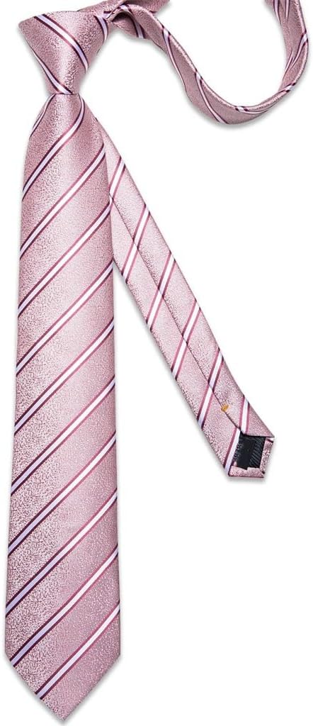 Men Neckties Classic Pinks Solid Color Men's Tie Sets Handkerchief Cuff Links Wide Wedding Accessories