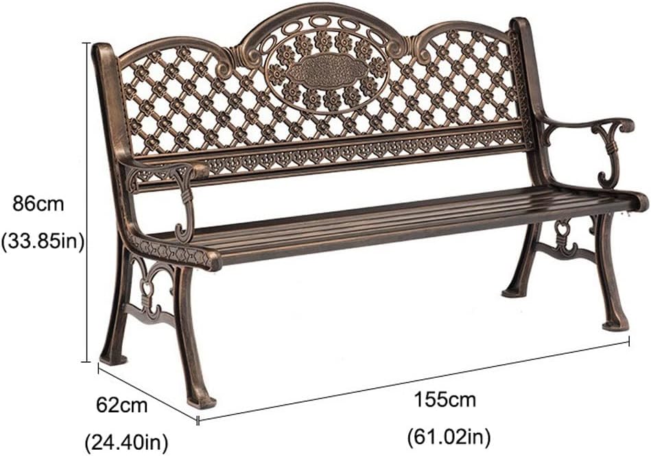 Patio Furniture Bench Cast Aluminum Park Chair Outdoor Bench Double Sofa Seat Outdoor Garden Leisure Bench Suitable for Courtyard Balcony Outdoor Bench(B1)