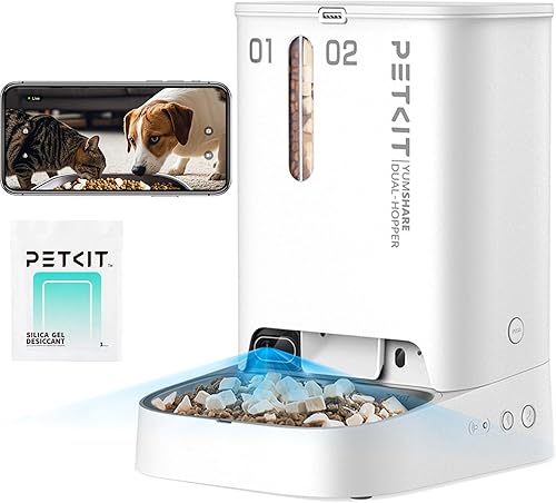 PETKIT - Alimentador automático para gatos y perros con cámara, captura de movimiento impulsada por IA, video HD 1080P con visión nocturna, WiFi