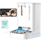 PETKIT Automatic Cat Dog Feeder with Camera, AI-Powered Motion Capturing, 1080P HD Video with Night Vision, 2.4G WiFi Pet Feeder with 2-Way Audio, Dual Hopper Pet Food Dispenser with Desiccant