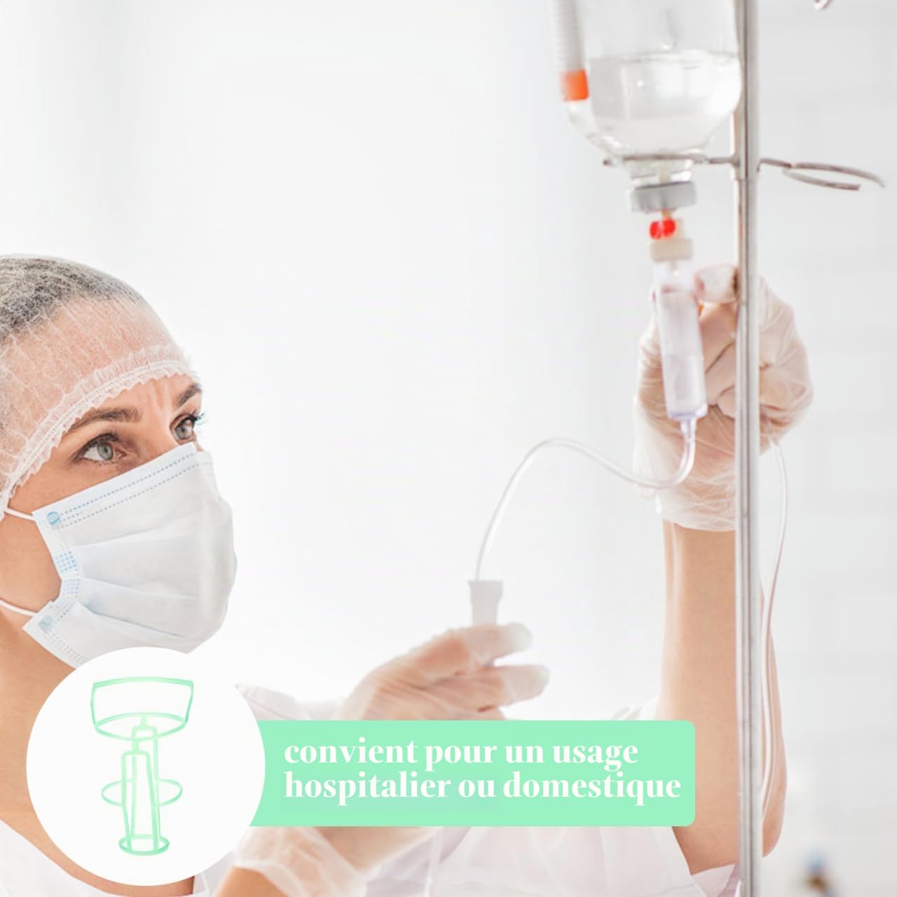 Healeved Support Portable Pour Bouteille De Perfusion 14X1X14 Cm Filet Durable Et Stable Pour Usage Et Domicile