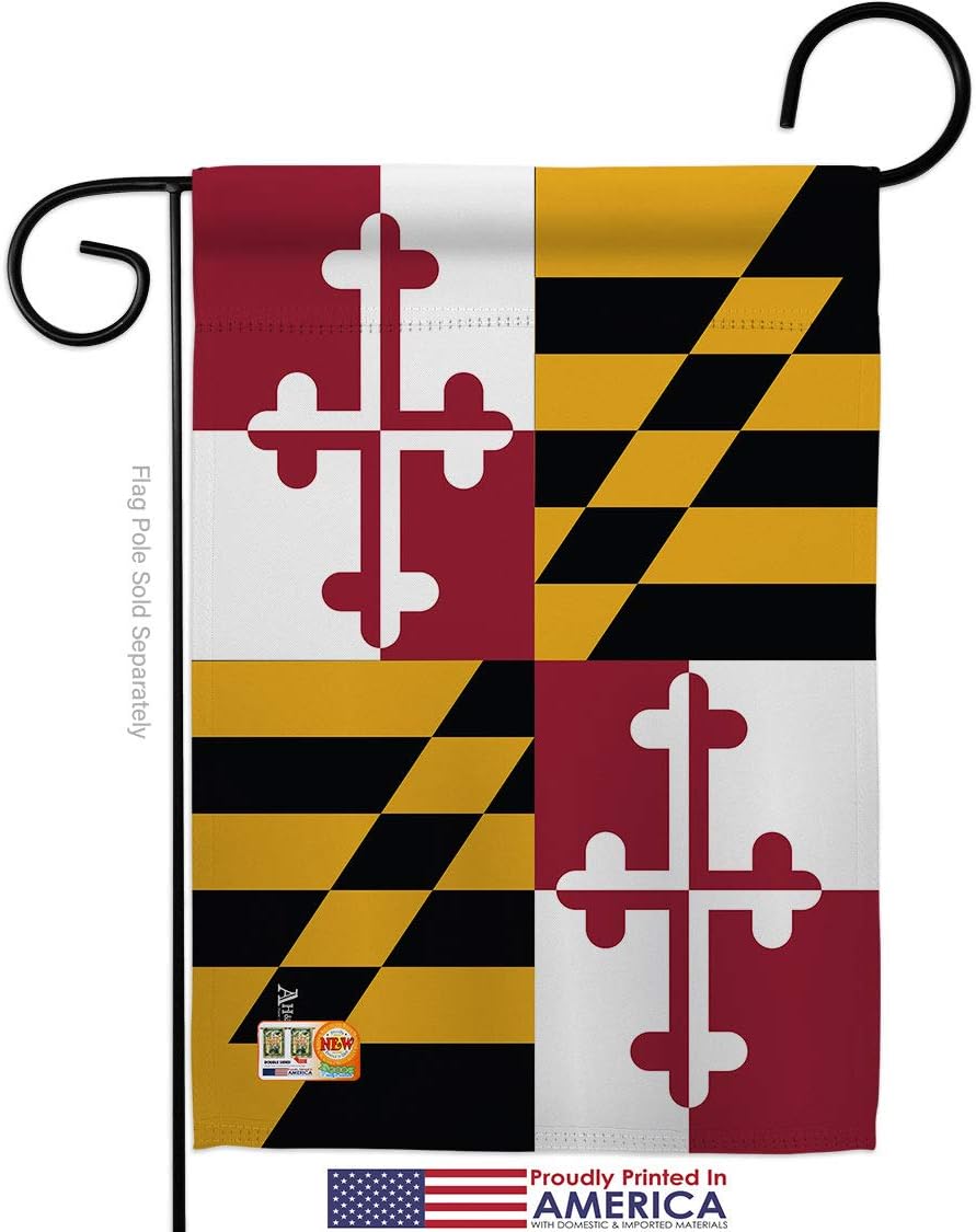 Maryland Burlap Garden Flag Americana States USA American Territories Republic Small Decorative Gift Yard House Banner Double-Sided Made In 13 X 18.5