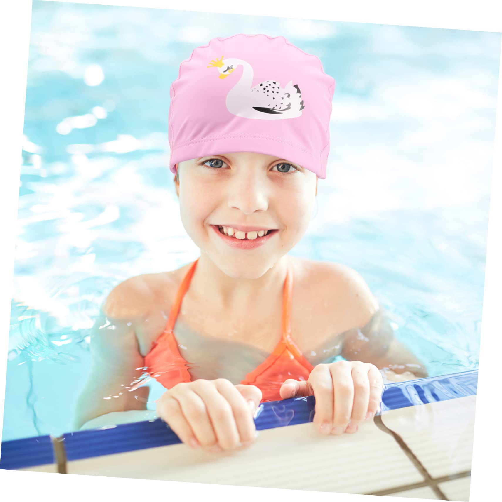 Yardwe 5pièces Bonnet De Natation Garçon Fille PVC Chapeau Élastique Anti-Glisse des Cheveux pour Garçons Et Filles pour Piscine Et Plage Cartoon Confortable Cygne