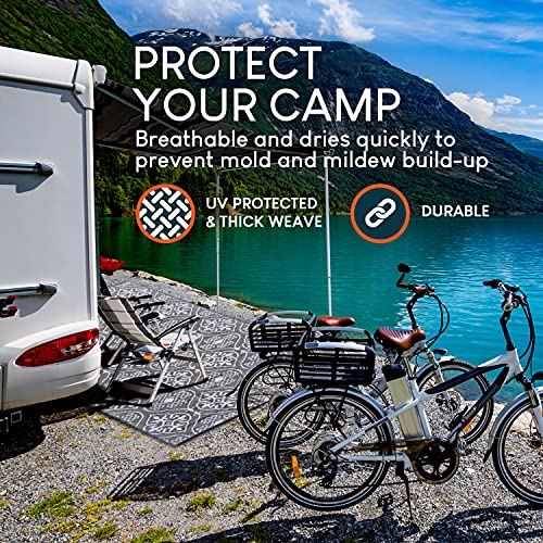 UrbanPatch RV Patio Mat | Camping Outdoor Rug Extra Large | 9x18' Thick Woven Reversible Mat | Washable Camper Carpet for Outside - Image 8