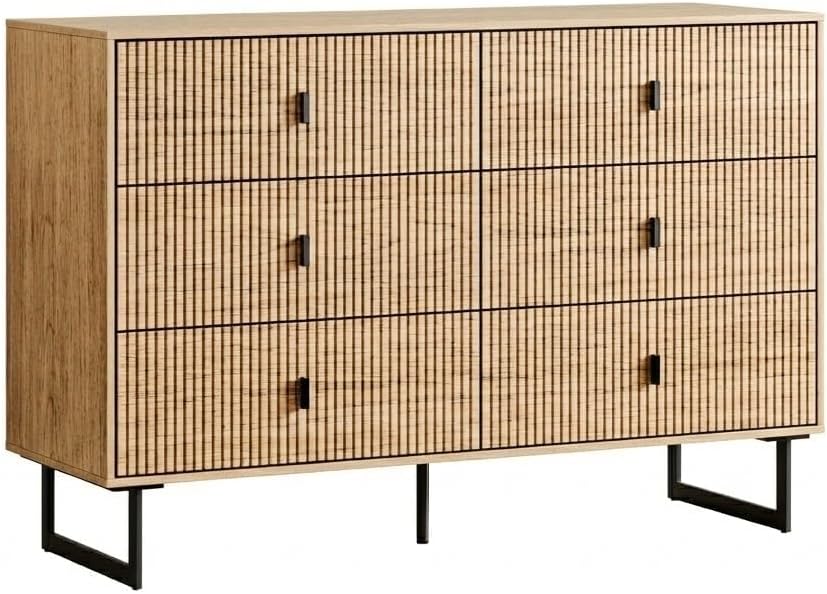 Chrangmay Modern Chest of Drawers with 6 Drawers,Deep Drawers,Clothes Organizer,Large Storage Cabinet for Living Room, Bedroom,Hallway,with Anti-Tipping Device,Wood