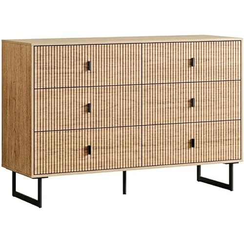 Chrangmay Modern Chest of Drawers with 6 Drawers,Deep Drawers,Clothes Organizer,Large Storage Cabinet for Living Room, Bedroom,Hallway,with Anti-Tipping Device,Wood
