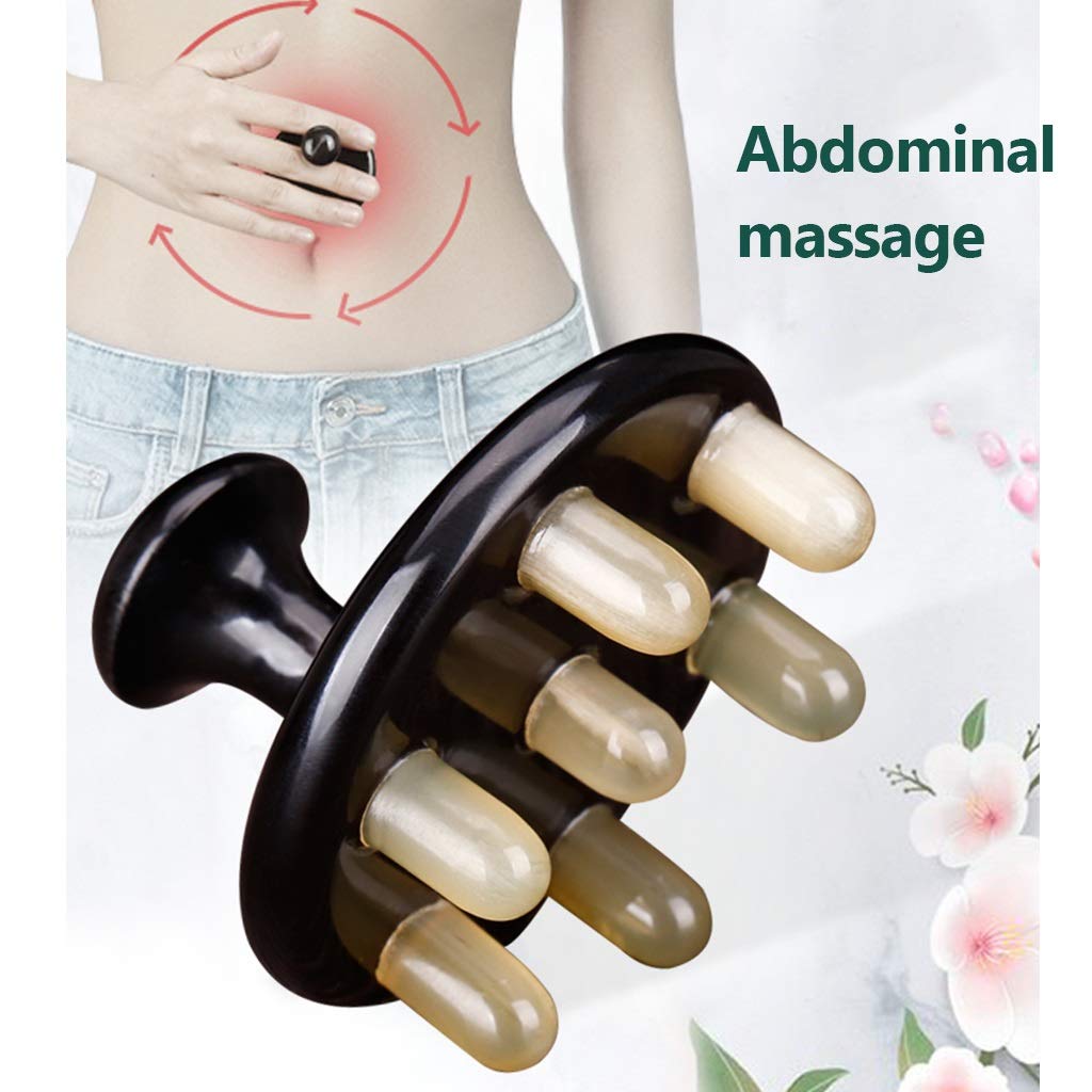 YXCKG Massage Gua Sha Triggerpunktbehandlung Hauptphysiotherapie-Werkzeuge für Körper Kopfmassage zur Linderung von Kopfschmerzen Kratzwerkzeug aus Naturhorn