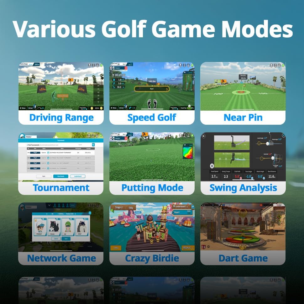 PHIGOLF Home Golf Game Simulator: Enjoy Interactive Golf with Motion Sensor & Swing Stick for Indoor & Outdoor Fun – 38,000+ Courses Worldwide, Compatible with Android, iOS, App & E6 Connect - Image 3