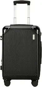 Mala de Viagem de Bordo 10Kg Zíper EXPANSÍVEL Padrão ANAC Rígida Rodas duplas 360° Porta Copo Cadeado AntiFurto Resistente Espaçosa (Preto)