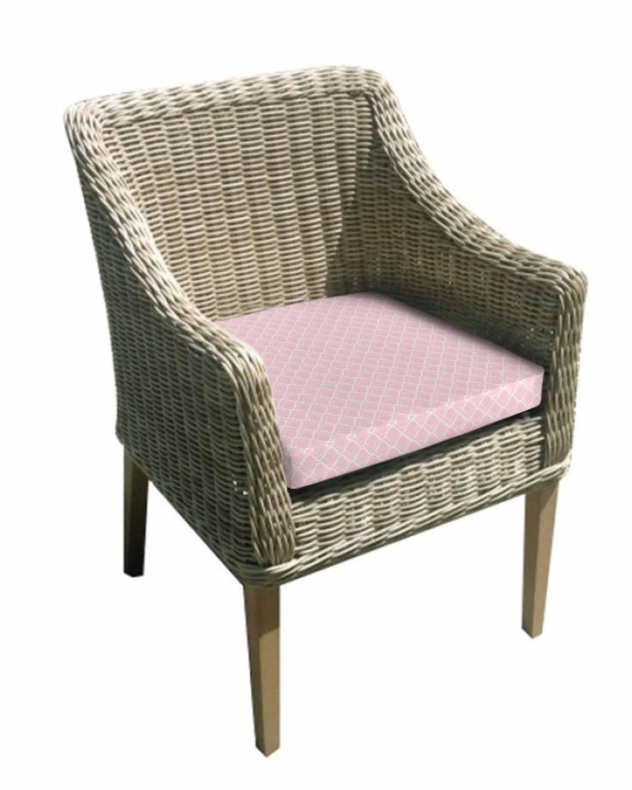 Contemporary 2 Pack Waterproof Cushion Covers with Ties, Outdoor Patio Chair Seat Cushion Slip Covers Replacement Pink Morocco Minimalist Geometric Lattice 20''x18''x4'',