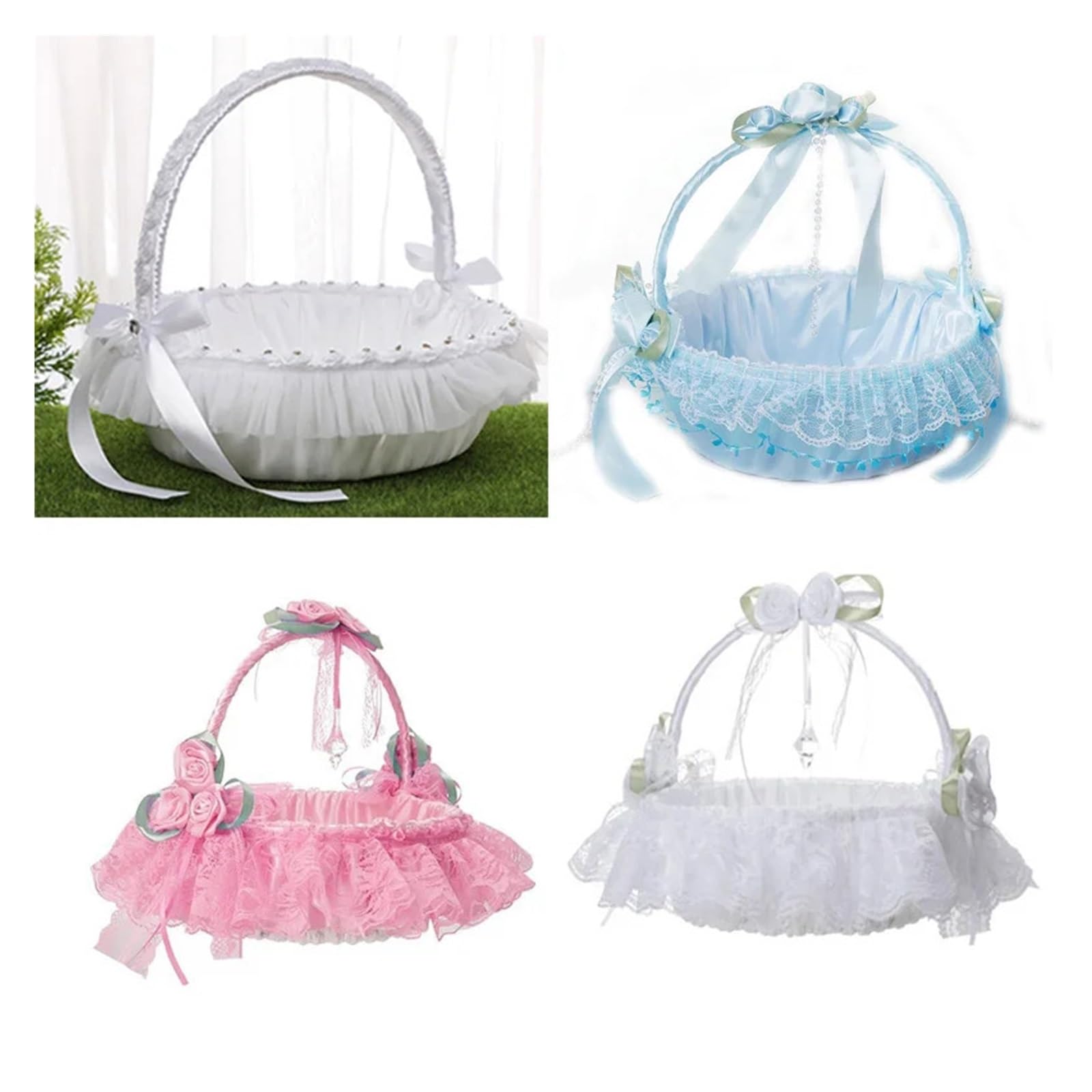 Panier Mariage Paniers De Demoiselle D'honneur For Mariages Grands Paniers De Mariage For Demoiselles D'honneur Paniers Royaux Simples Avec Dentelle Blanche(Style D)