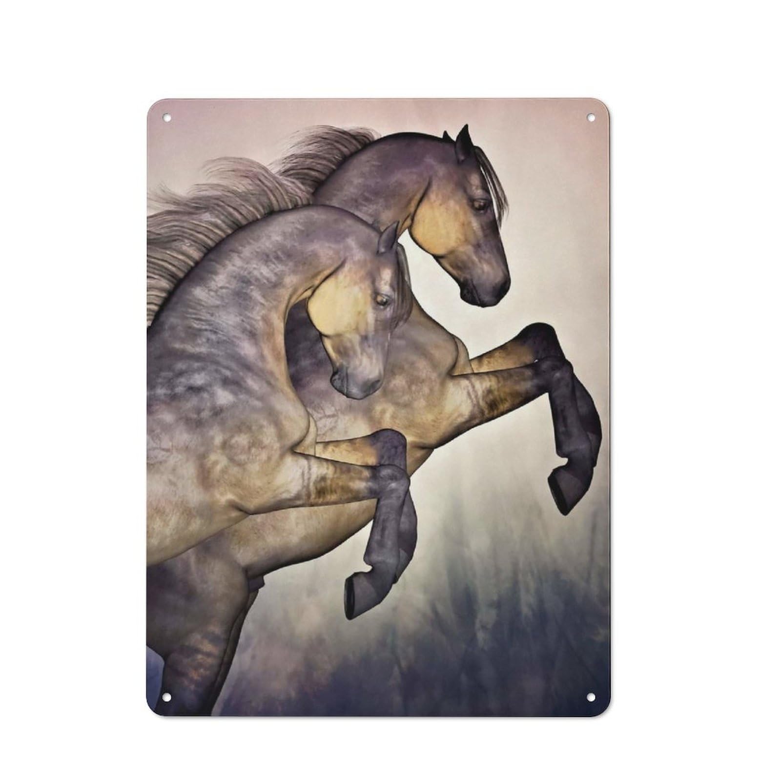 Junmoney Stallions Pastel Vintage Tin Sign 40X30cm Featuring For Café Or Home Bar, A Metal Wall Feature For Cafés And Home Bars