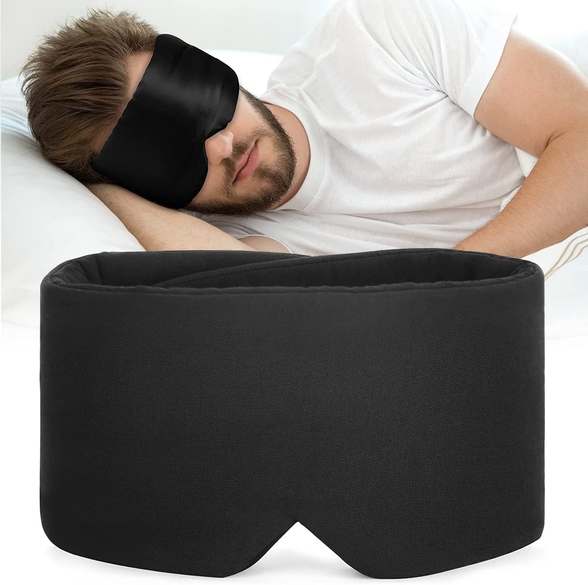 Eye Mask for Sleeping Adjustable Strap Super Soft Silk Sleeping Mask Blindfold for Comfortable Sleep and Travel for Girls (BLACK, Velvet)