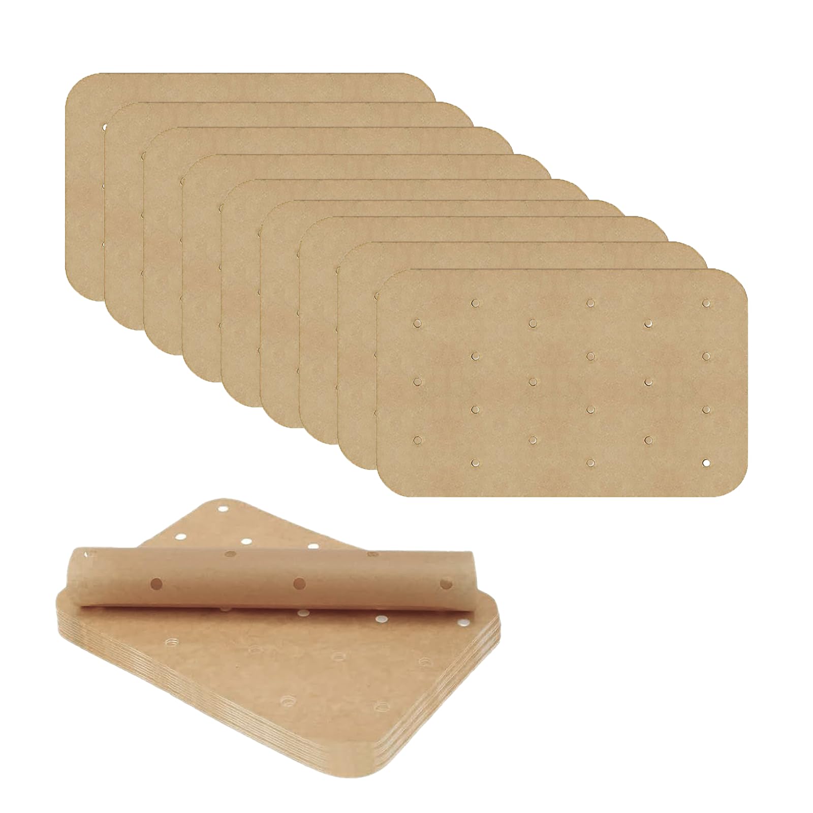200 Piezas Papel para Freidora de Aire, Papel para Hornear Papel Freidora Aire Pergamino Perforado Antiadherente Cocina Antiadherente Prueba de Grasa Accesorio para Hornear para Freidora Aire y Horno