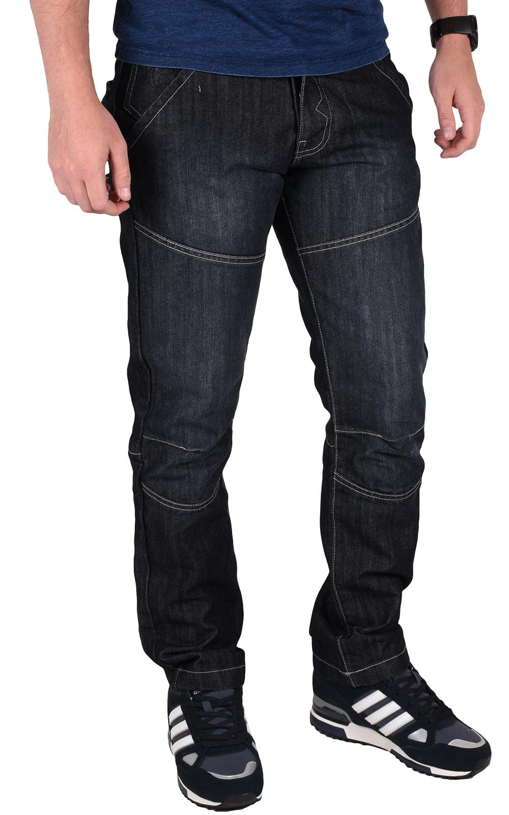 True Face (Dark Wash, 36W X 34L) Mens Straight Fit Regular Denim Jeans Blue
