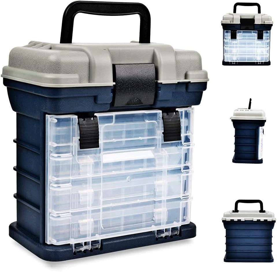 Portable 4-layer Big Fishing Tackle Box Plastic Handle Fishing Box Fishing Box Tools Fishing Accessories