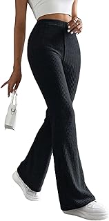 بنطلون واسع مضلع للنساء - خصر عالي مطاطي، تصميم أنيق ومريح، مناسب للكاجوال والعمل للبنات والنساء من ميزة