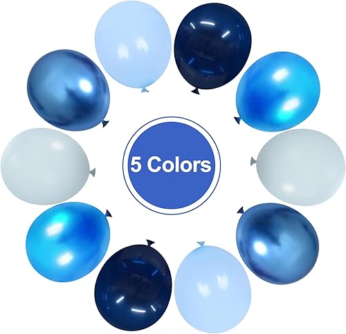 Miniatura 2 de Globos azules y plateados, 50 globos azules, globos metálicos de látex de confeti plateado y plateado de 12 pulgadas para decoraciones de fiestas,