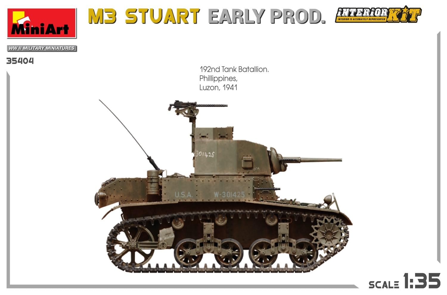 MiniArt 35404 1:35 M3 Stuart früfrühen Prod. Interior Kit – Reproducción fiel a modelo, construcción de modelos, kit de plástico, manualidades, afición, pegado, maqueta, montaje, sin barnizar