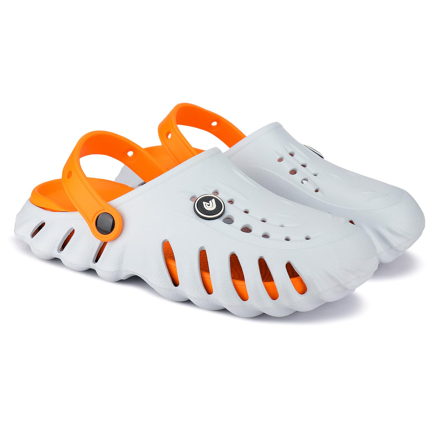 EVOKNIT Mens 9 Uk Durable & Comfortable Eva Lightweight Fashionable Super Soft Outdoor Clog (Grey Orange) (B0CMXLML7J) Amazon Price History, Amazon Price Tracker