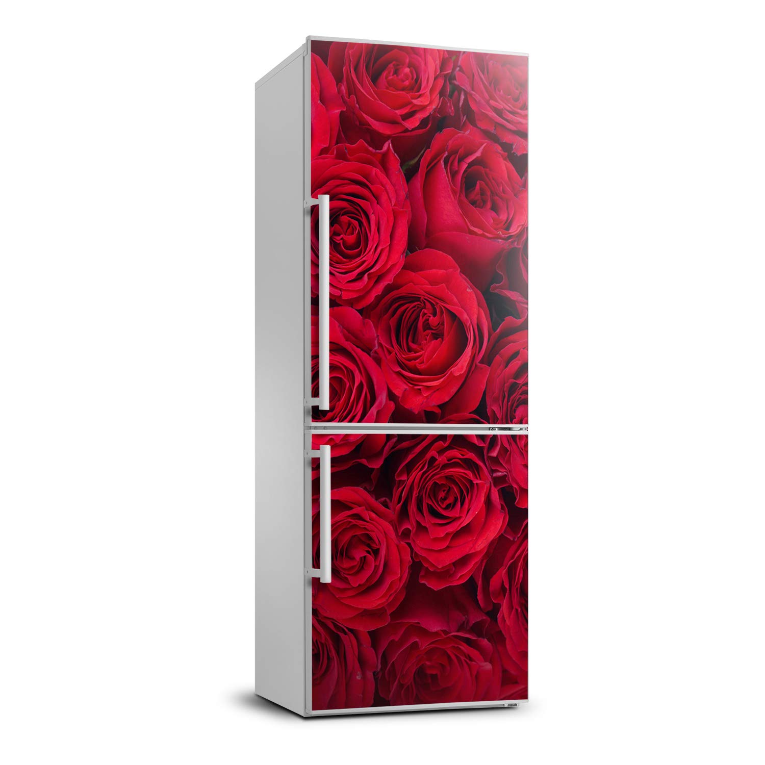 Autocollant Frigo 60x180cm Décoratif Rose Rouge Sticker Adhésif