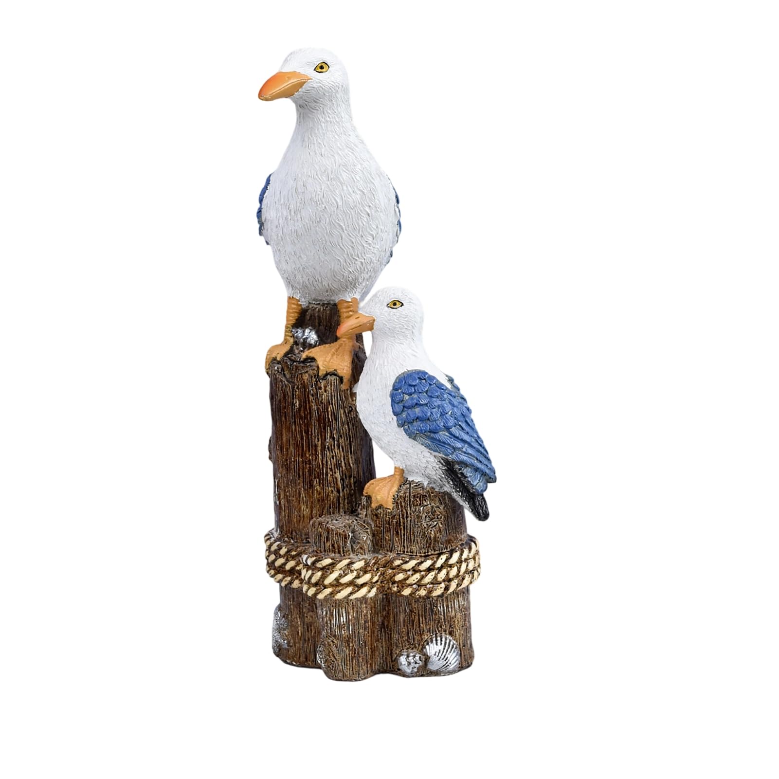 Pasisuu Coastal Resin Ornament Set – Pelican Seagull Seahorse Figurines, Nordic Seaside Tabletop Decor for Living Room Shelf B
