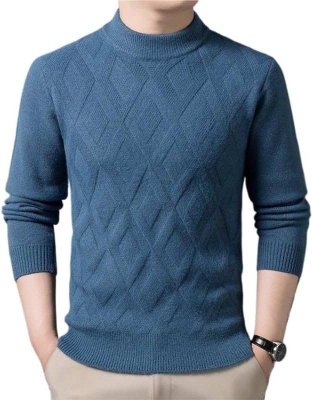 Men's Knitted Base Sweater Casual Semi High Neck Sweaters