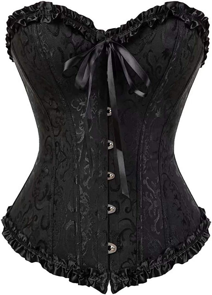 Corset Top Lacing Corset Top Satin Floral Boned Overbust Body Shaper Bustier Corset Top