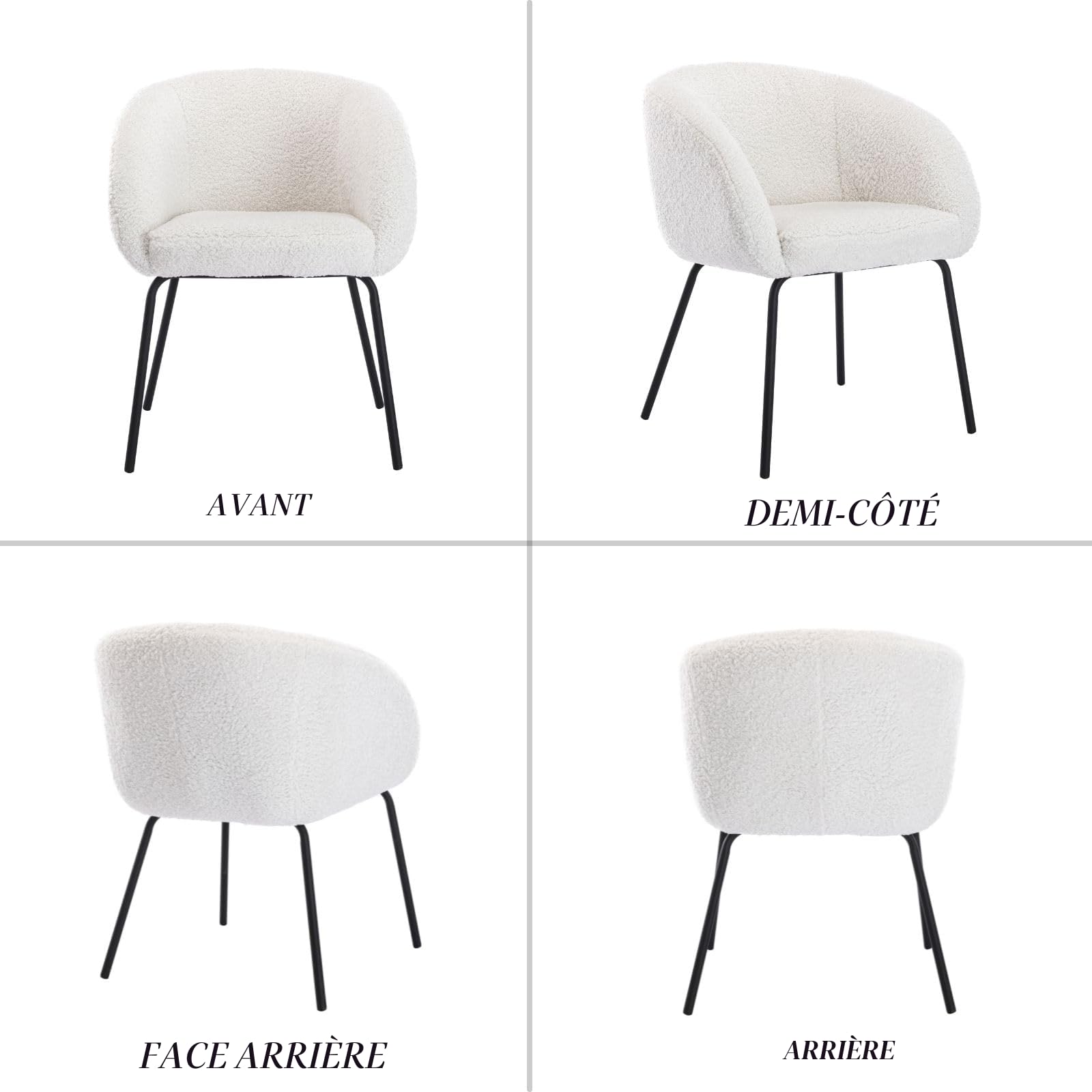 chairus Fauteuil Salon Moderne, Chaise Coiffeuse, Pieds en Métal, Blanc | Fausse Fourrure Douce, Coussin Rembourré, Accoudoir Rembourré, pour Chambre Salon Salle à Manger