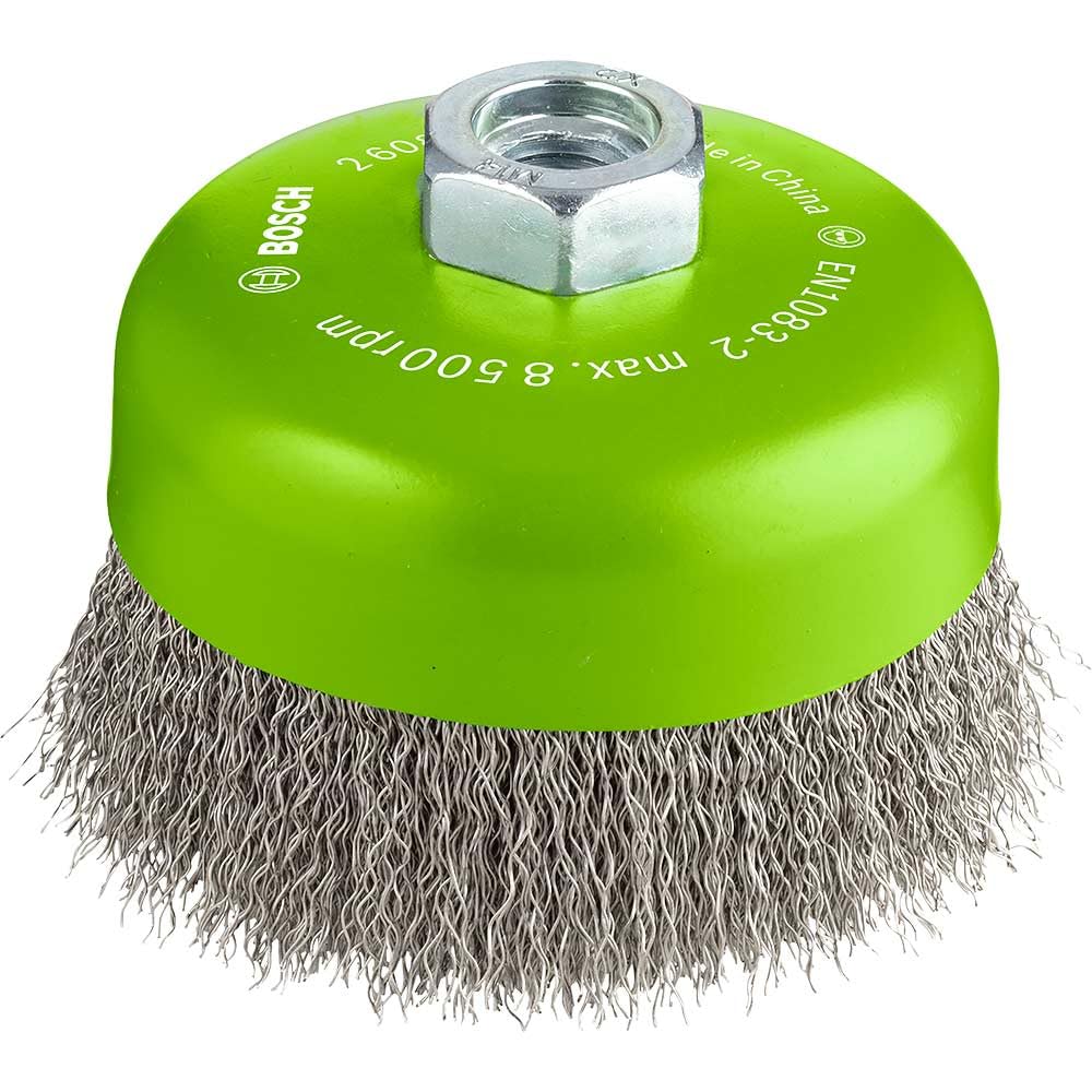 Bosch 1x PRO Stainless Steel Longlife Cup Brush, Crimped Wire for Large Angle Grinder and M14 Thread (for Non-ferrous metals, Steel, Ø 100 mm, Professional Accessory Large Angle Grinder)